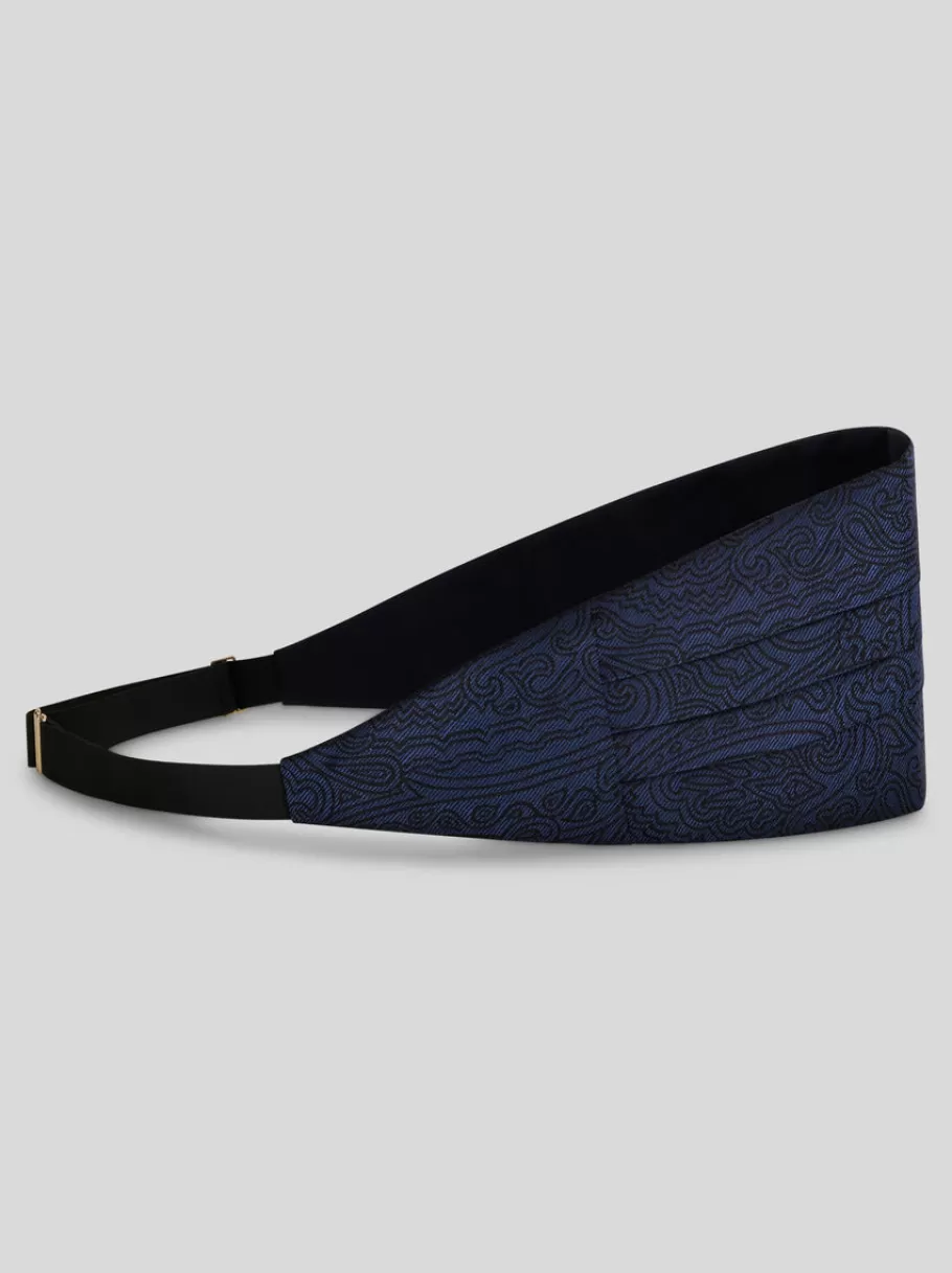 Autres Accessoires^ETRO BANDEAU DE SMOKING AVEC DESSINS PAISLEY BLEU