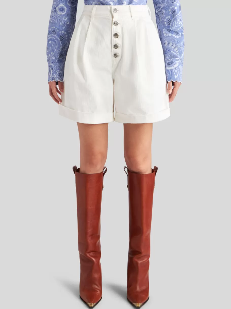 Pantalons^ETRO BERMUDA EN COTON À BOUTONS