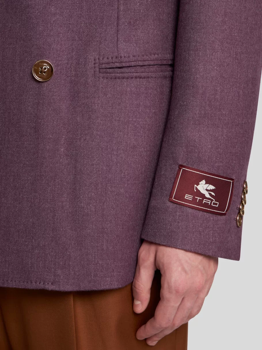 Vestes^ETRO BLAZER CROISÉ EN CACHEMIRE VIOLET
