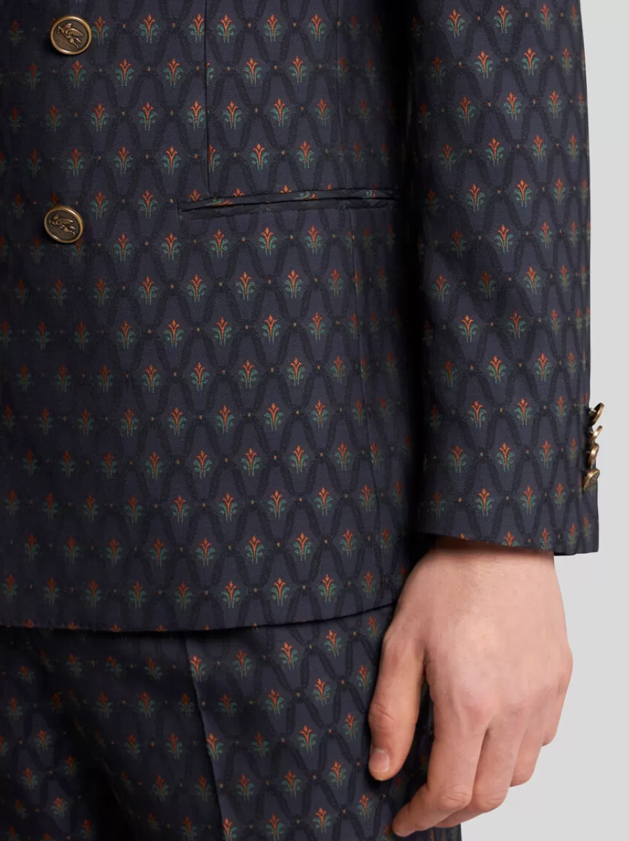 Vestes^ETRO BLAZER EN JACQUARD DE LAINE ET COTON BLEUMARINE