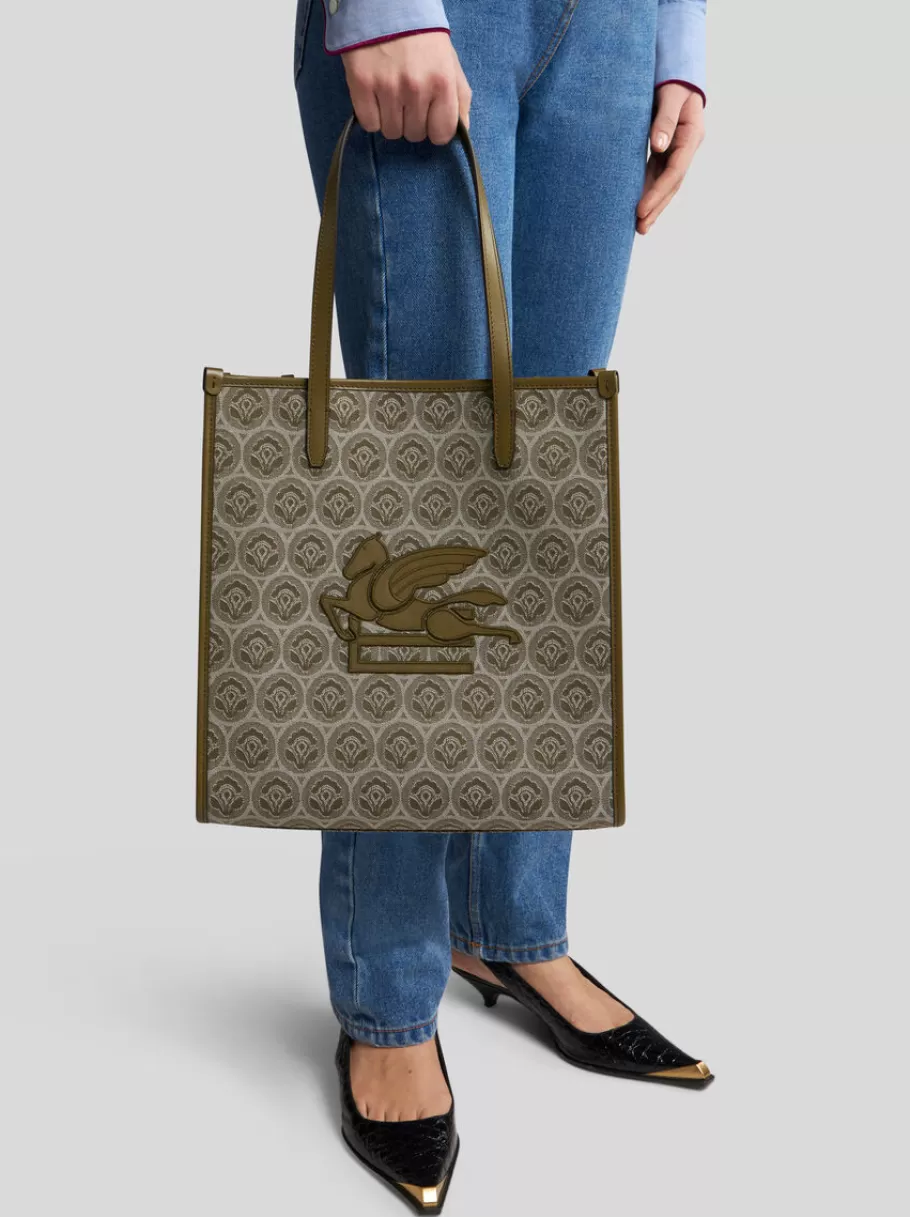 Etro Love Trotter | Etro Love Trotter^ETRO CABAS LOVE TROTTER EN DENIM JACQUARD MODÈLE MOYEN VERT