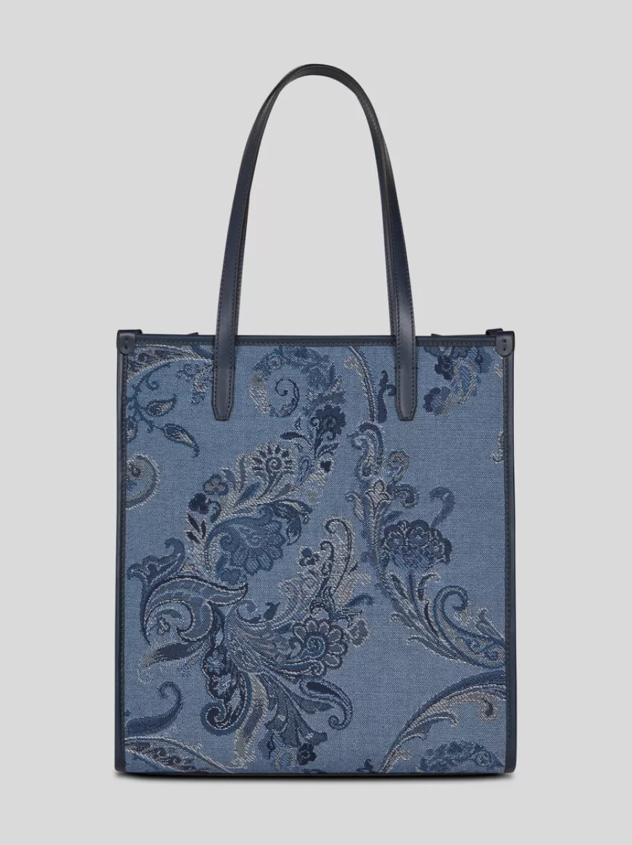 Etro Love Trotter | Etro Love Trotter^ETRO CABAS LOVE TROTTER EN DENIM JACQUARD MODÈLE MOYEN BLEUMARINE