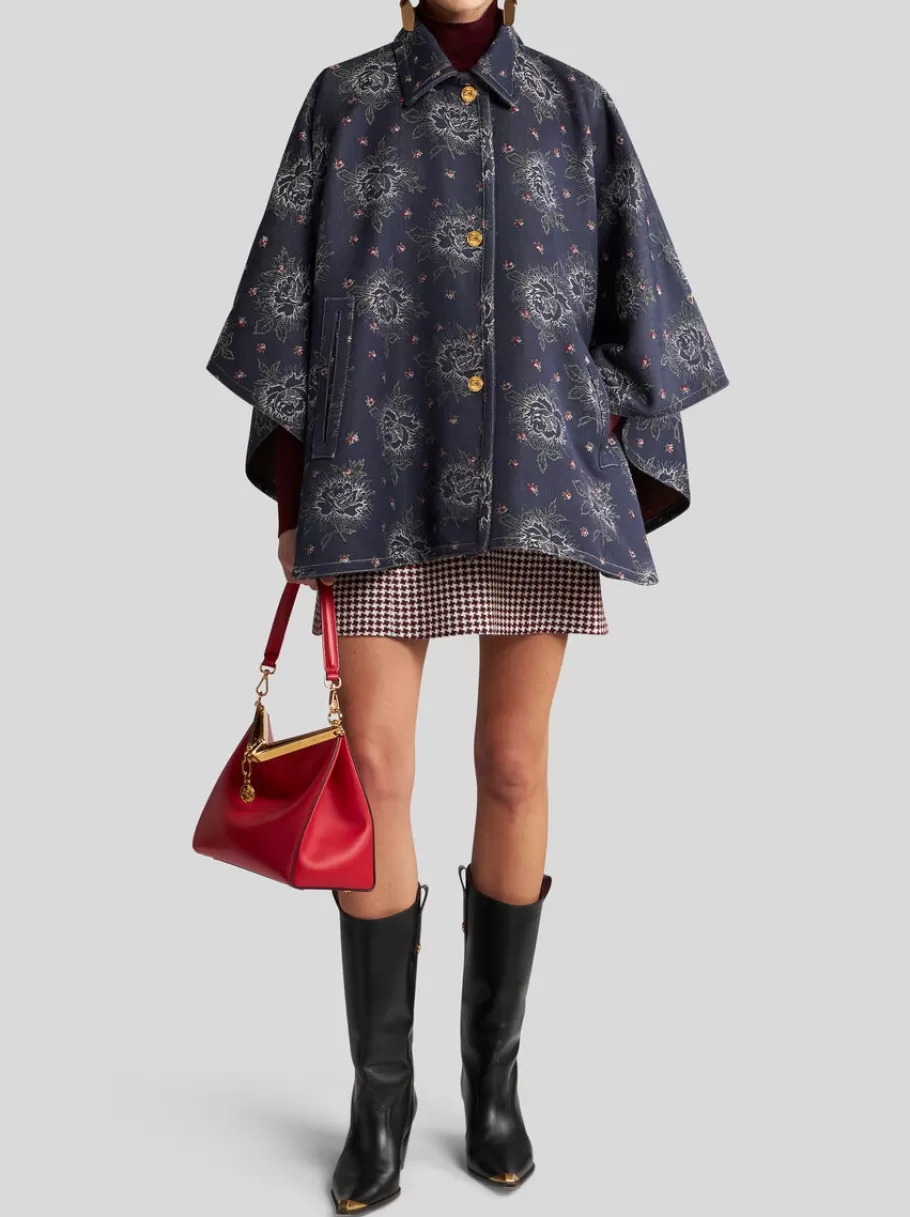 Capes Et Ponchos | Manteaux^ETRO CAPE EN DENIM JACQUARD BLEUMARINE