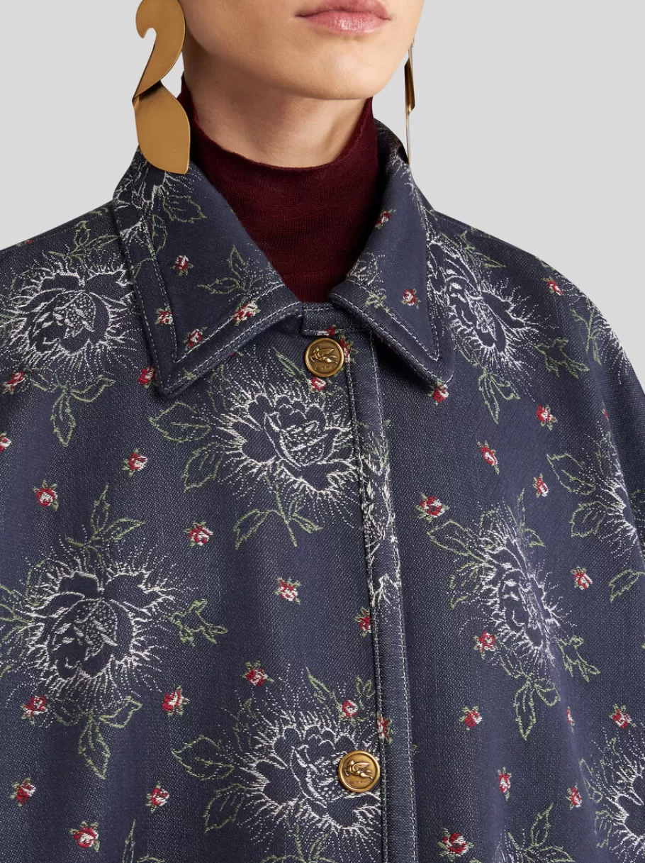 Capes Et Ponchos | Manteaux^ETRO CAPE EN DENIM JACQUARD BLEUMARINE