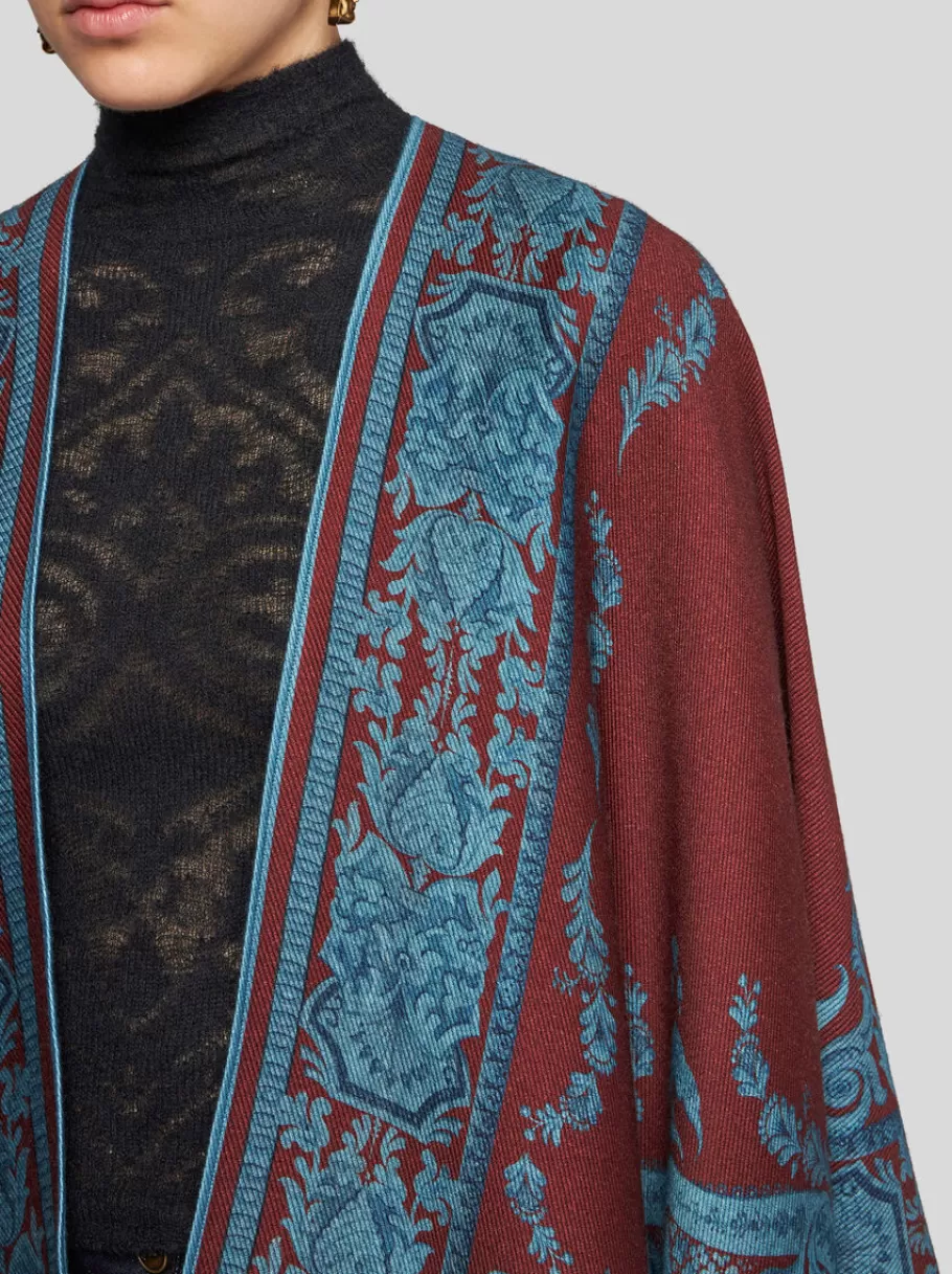 Capes Et Ponchos^ETRO CAPE EN LAINE AVEC IMPRIMÉ NOIR