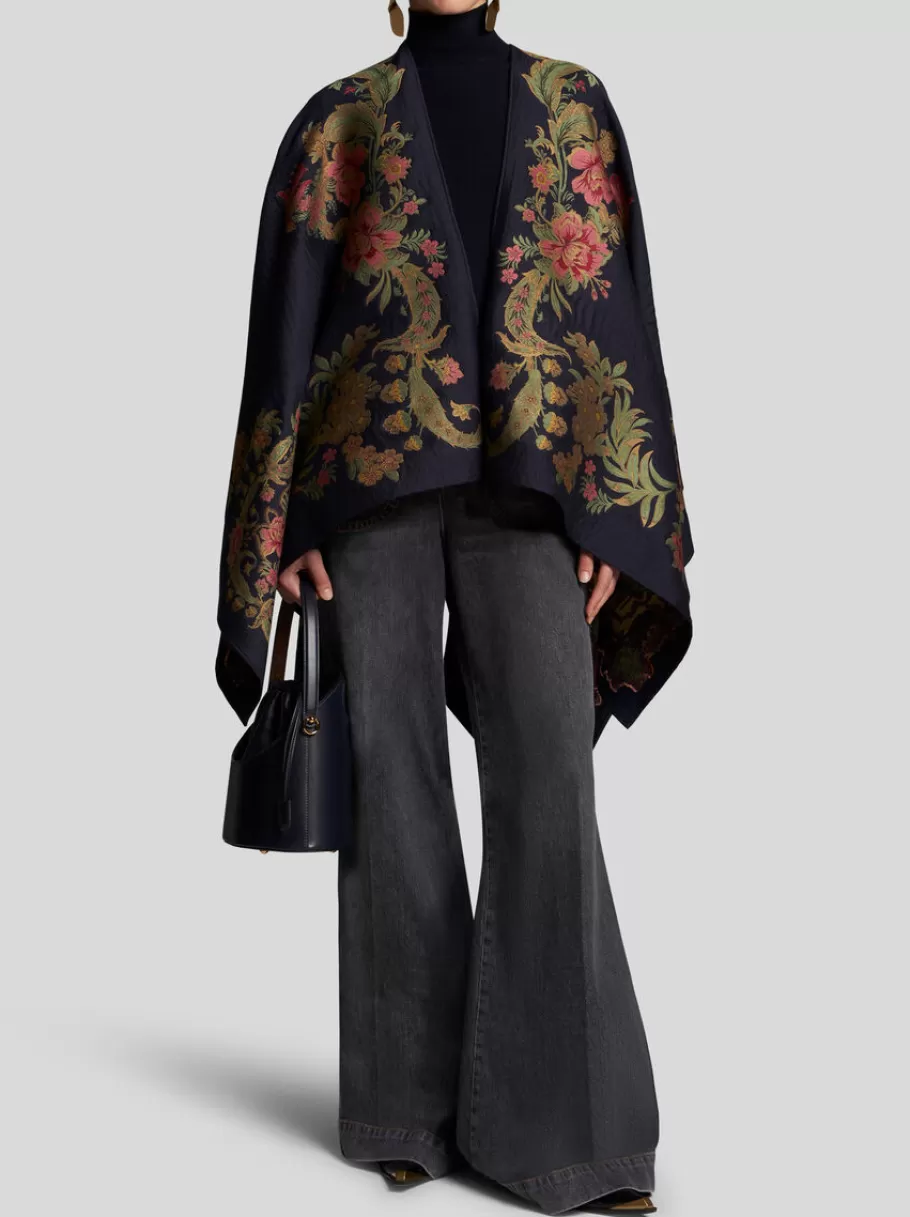Capes Et Ponchos | Manteaux^ETRO CAPE JACQUARD BLEUMARINE