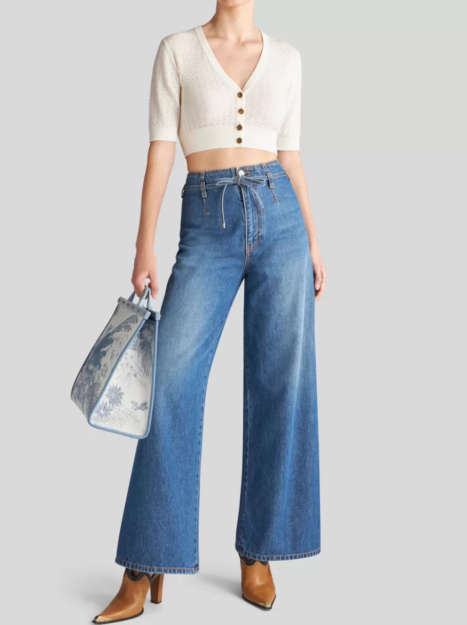 Maille^ETRO CARDIGAN CROPPED EN LAINE BLANC