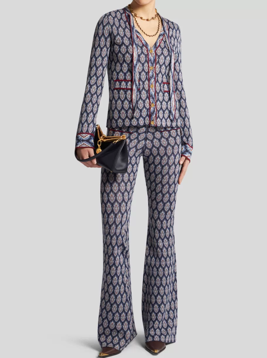 Maille^ETRO CARDIGAN EN JACQUARD À COL LAVALLIÈRE BLEUMARINE