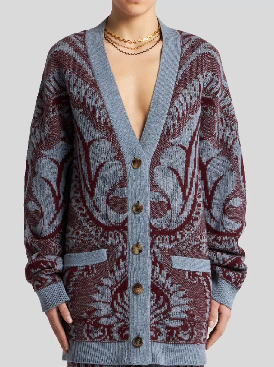 Maille^ETRO CARDIGAN EN JACQUARD DE LAINE BLEUMARINE