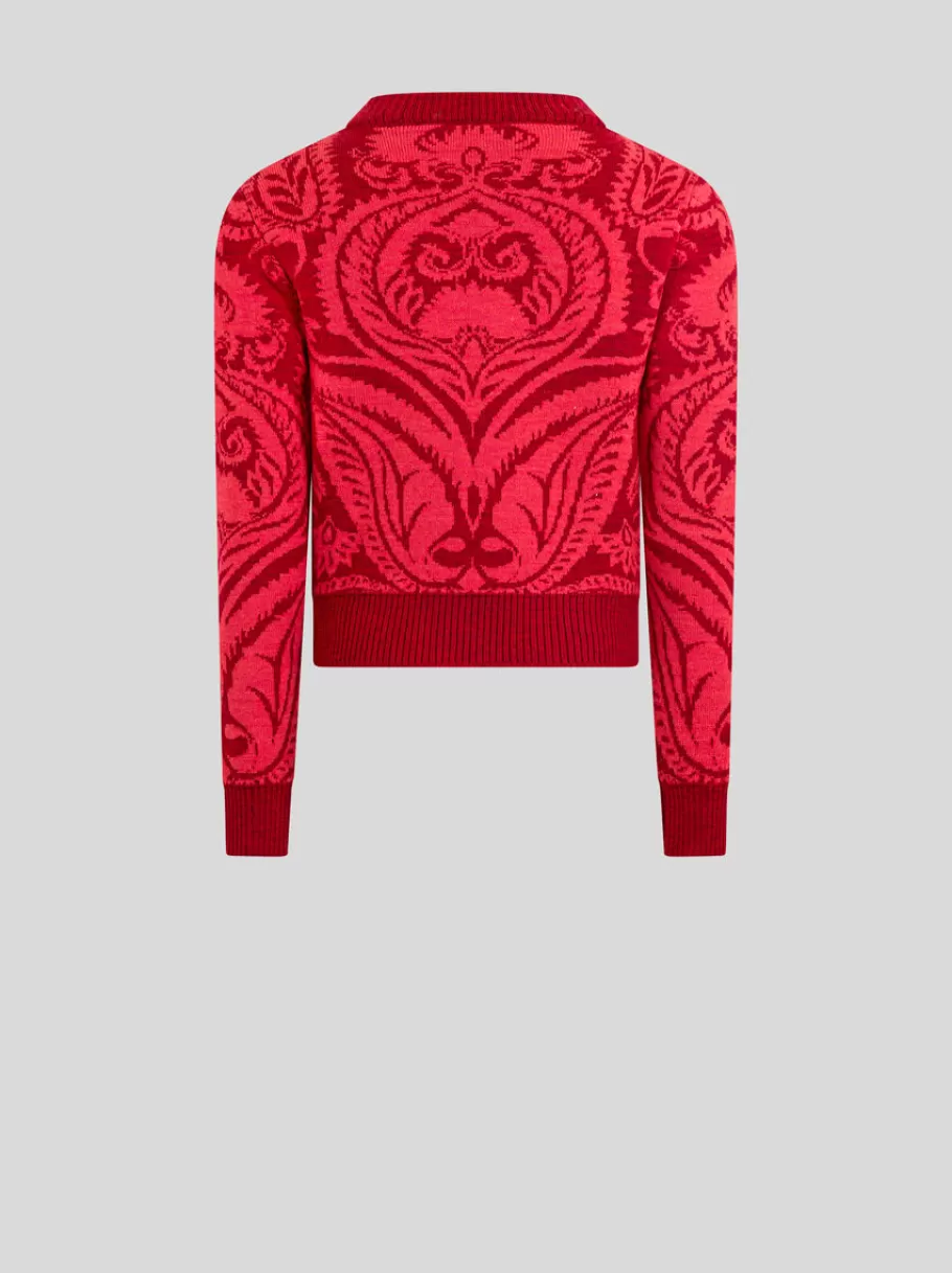 Hauts^ETRO CARDIGAN JACQUARD ENFANT ROUGE
