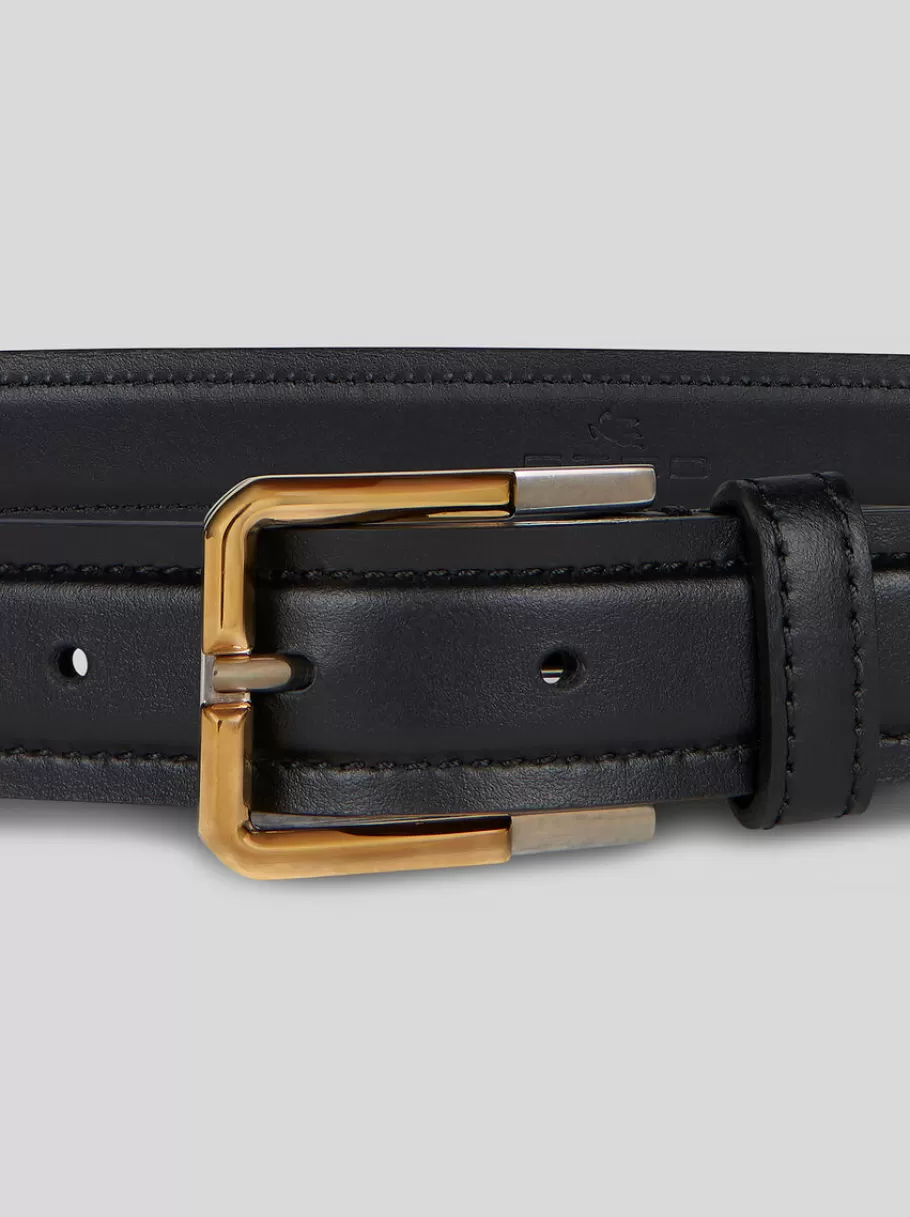 Ceintures^ETRO CEINTURE EN CUIR NOIR