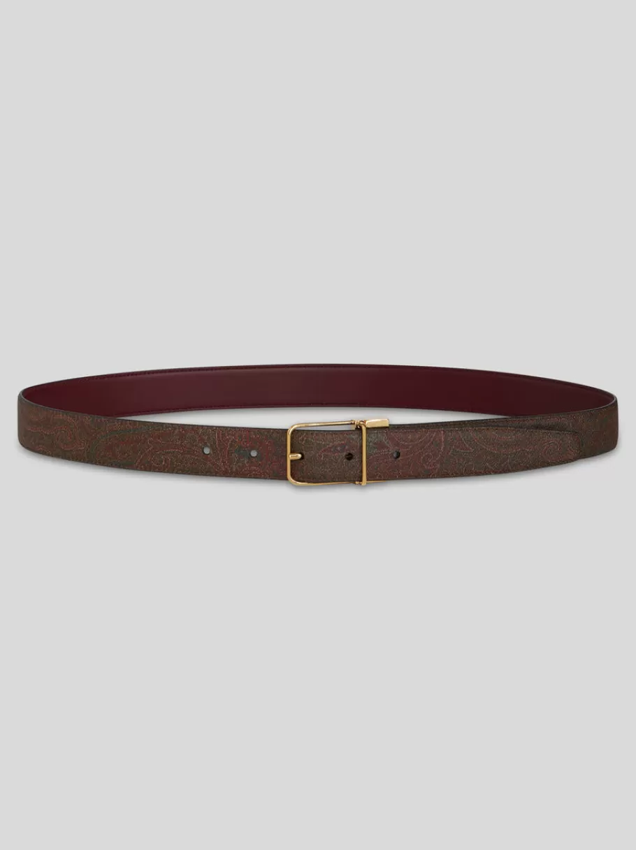 Ceintures^ETRO CEINTURE EN CUIR DOUBLE FACE BORDEAUX