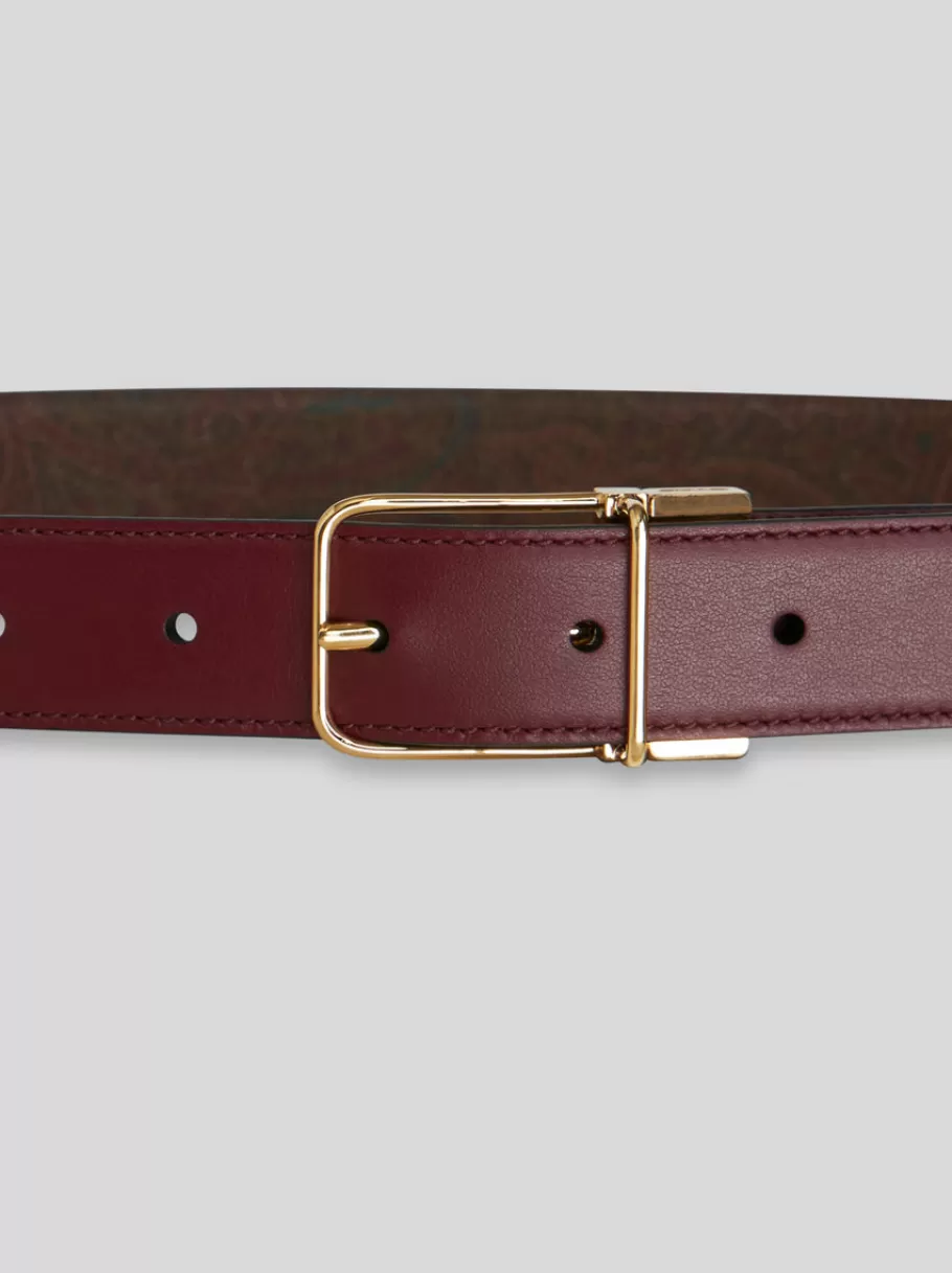 Ceintures^ETRO CEINTURE EN CUIR DOUBLE FACE BORDEAUX