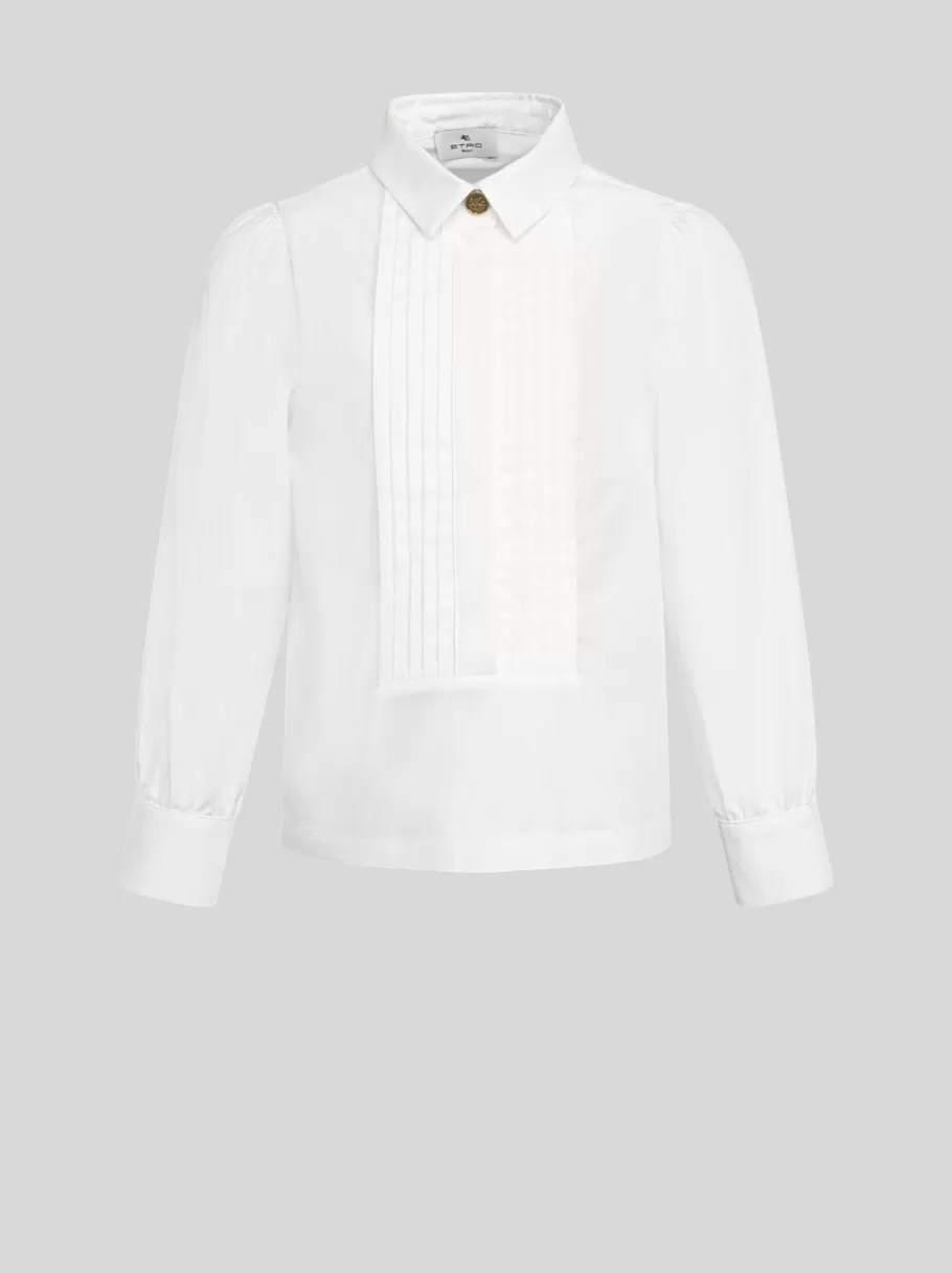 Hauts^ETRO CHEMISE AVEC PLASTRON PLISSÉ ENFANT BLANC