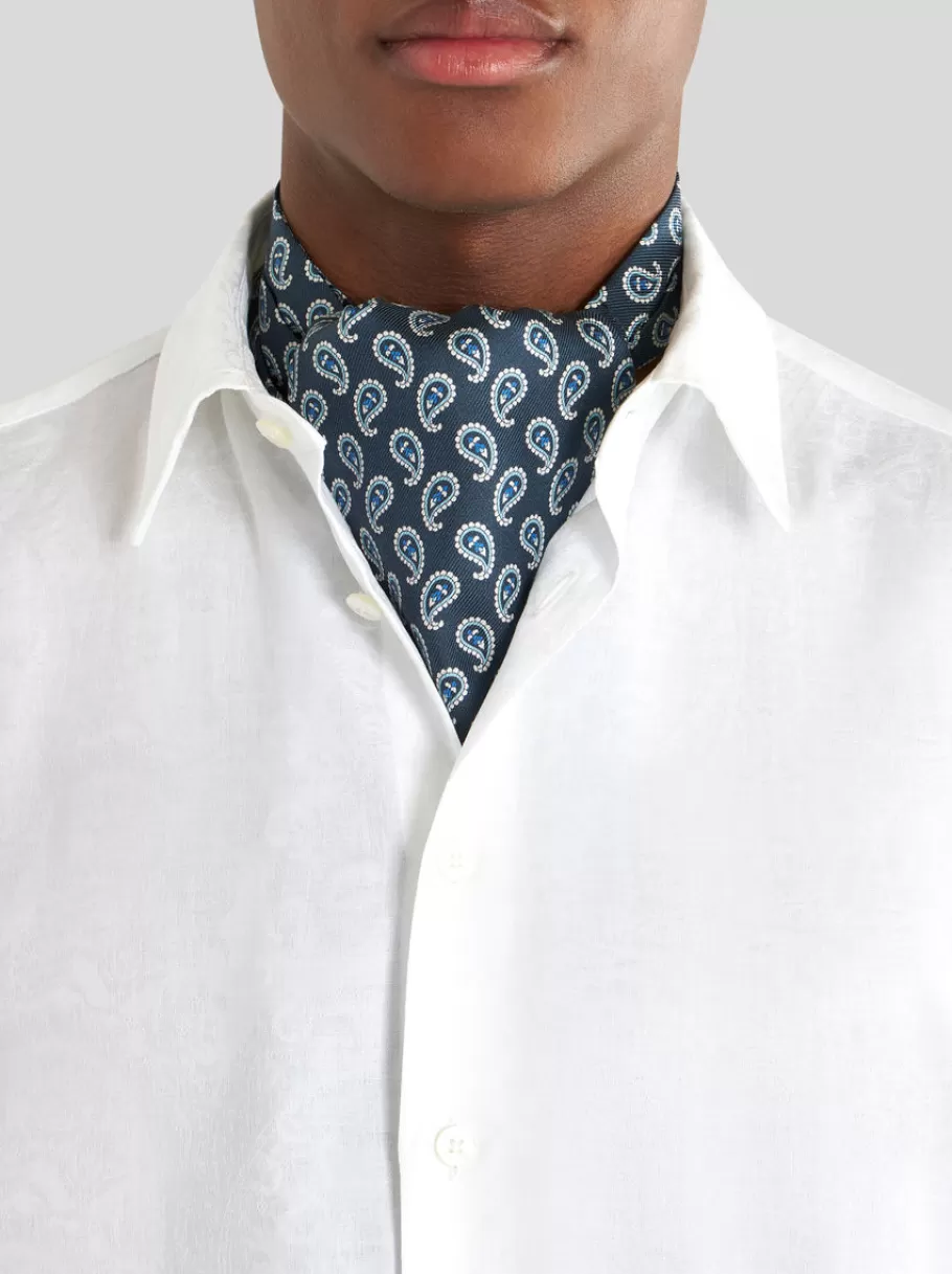 Cravates Et Pochettes^ETRO CRAVATE ASCOT EN SOIE BLEUMARINE