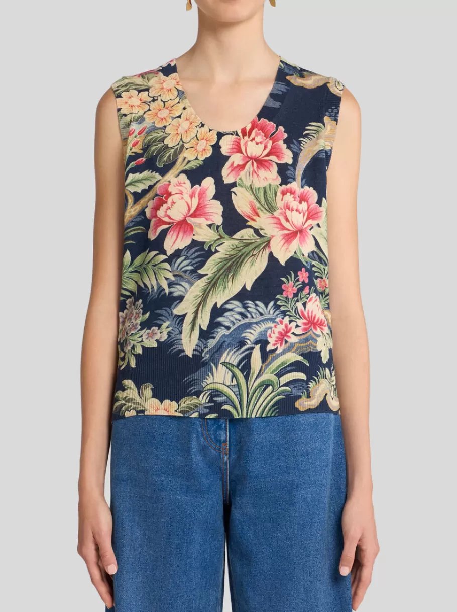 Maille | Tops^ETRO DÉBARDEUR EN MAILLE IMPRIMÉE BLEUMARINE