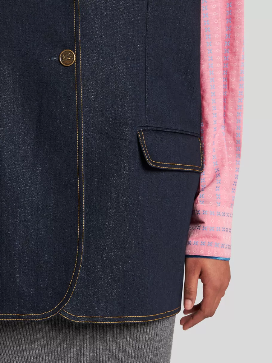 Vestes^ETRO GILET EN DENIM LUREX BLEUMARINE