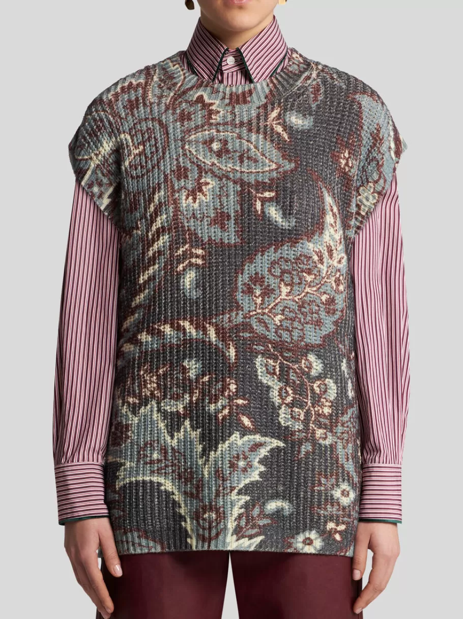 Maille^ETRO GILET TRICOTÉ EN LAINE BLEUMARINE