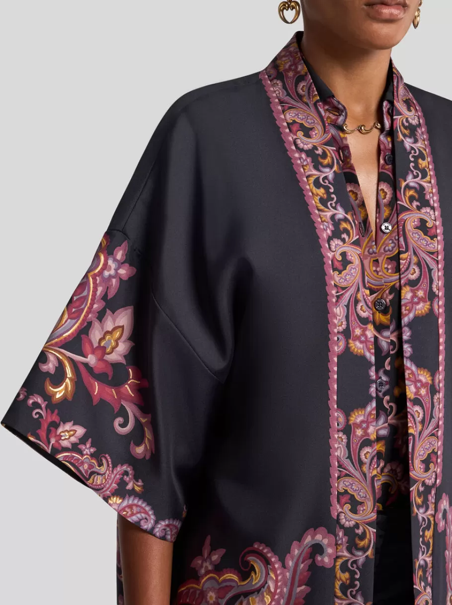 Capes Et Ponchos^ETRO KESA EN TWILL DE SOIE À IMPRIMÉ PLACÉ NOIR
