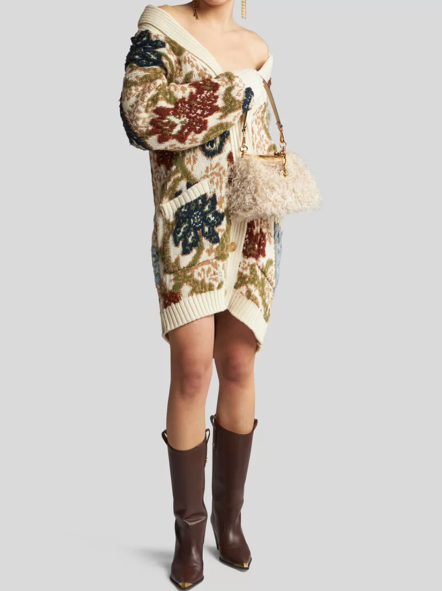 Maille^ETRO MAXI CARDIGAN EN MAILLE JACQUARD BEIGE