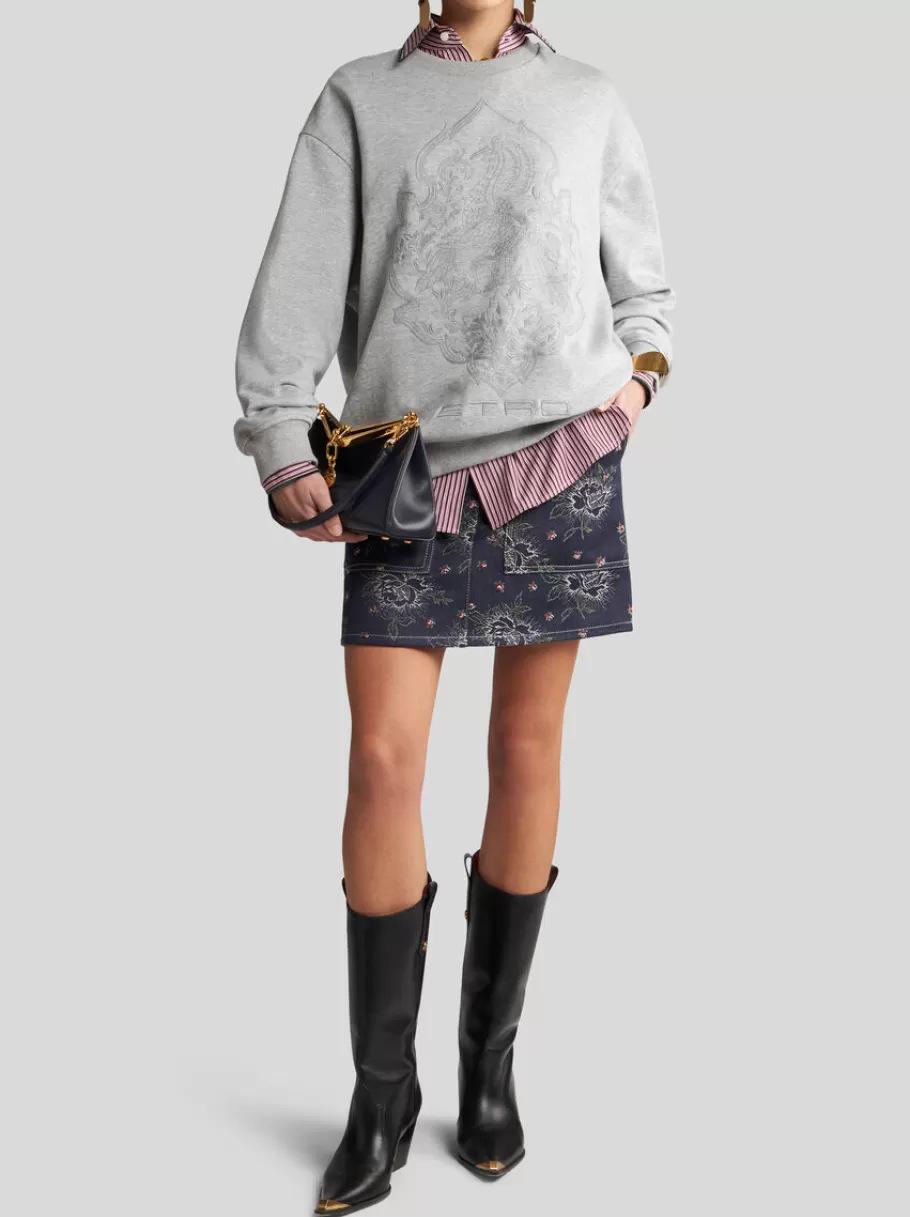 Denim | Jupes^ETRO MINI-JUPE EN DENIM JACQUARD BLEUMARINE