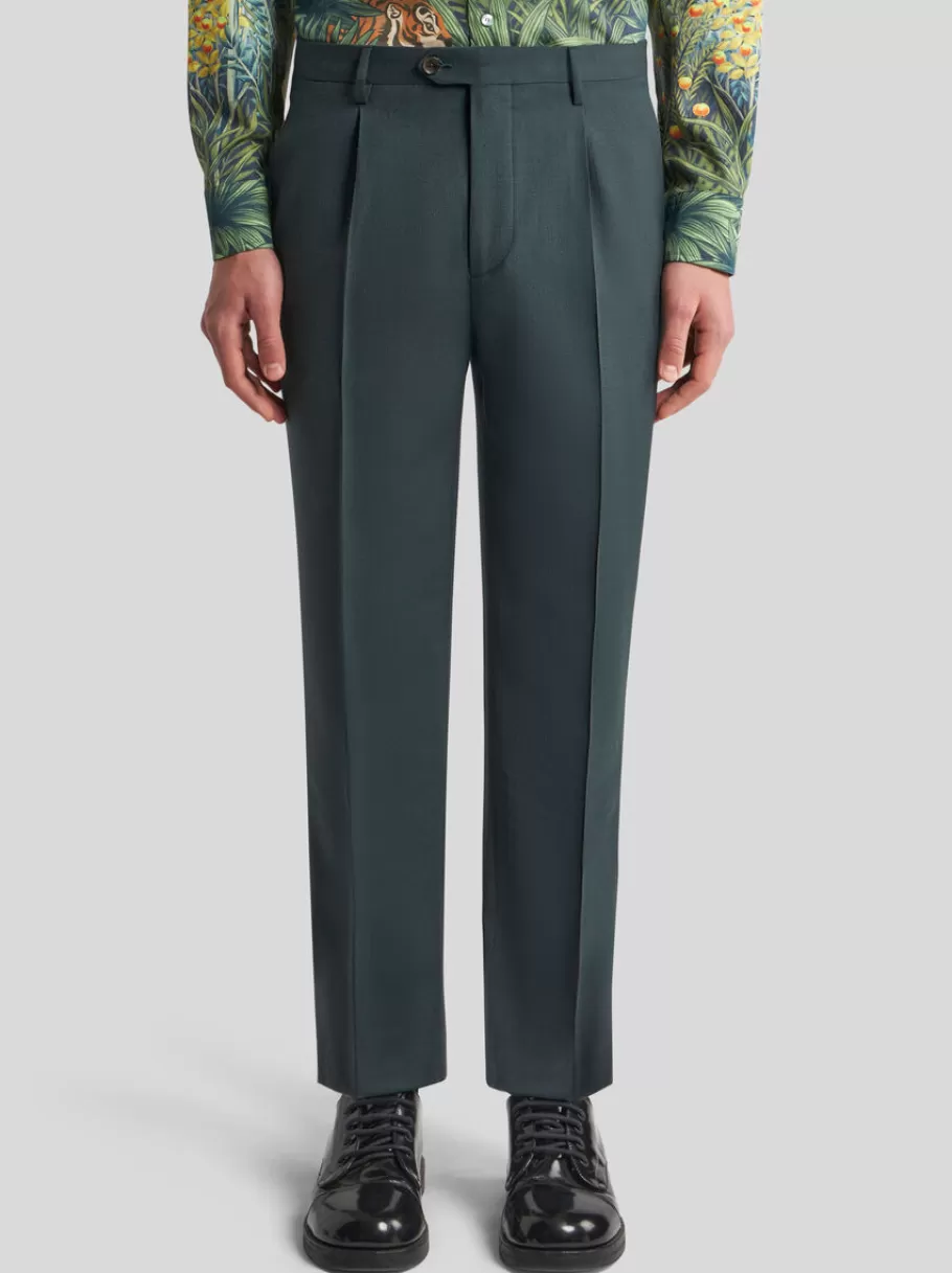 Pantalons^ETRO PANTALON À PINCES EN LAINE VERT