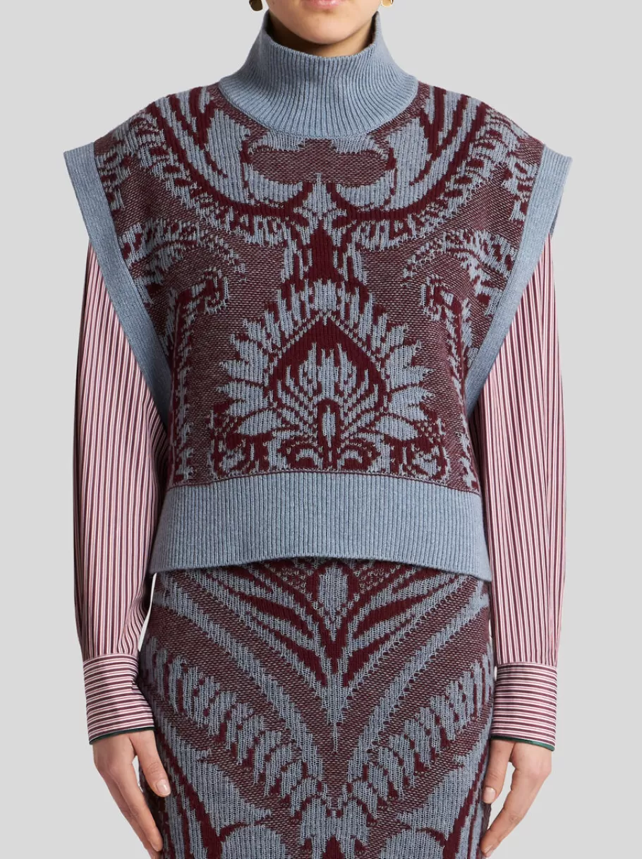Maille | Tops^ETRO PLASTRON EN MAILLE JACQUARD BLEU