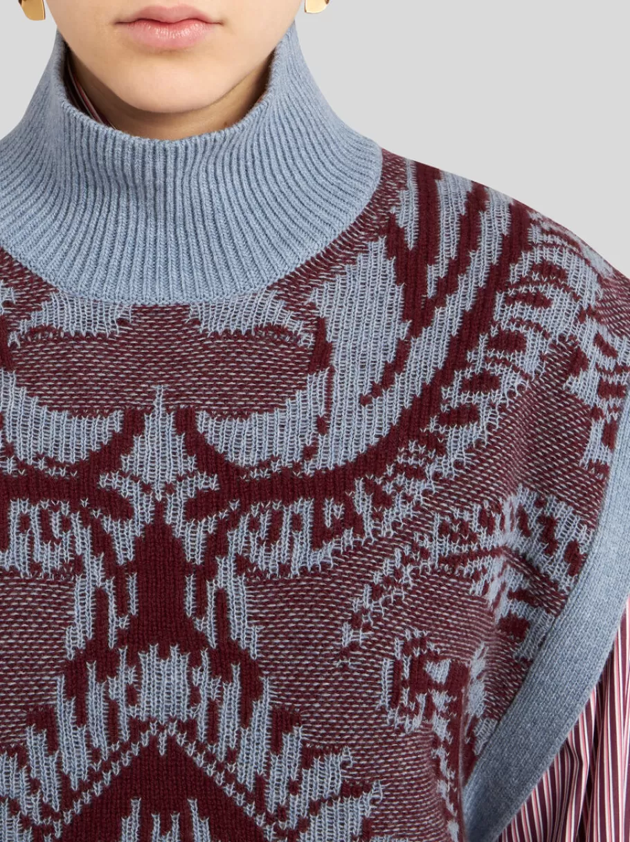 Maille | Tops^ETRO PLASTRON EN MAILLE JACQUARD BLEU