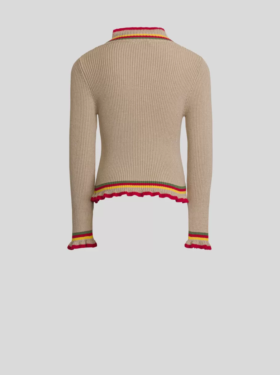 Hauts^ETRO PULL CÔTELÉ ENFANT BEIGE