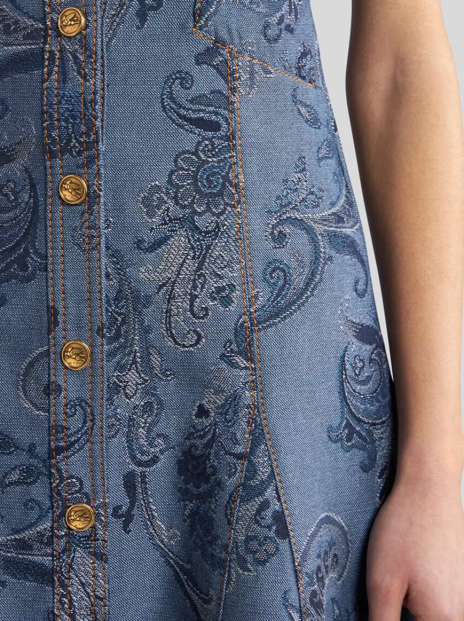 Denim | Robes^ETRO ROBE EN DENIM JACQUARD BLEUMARINE