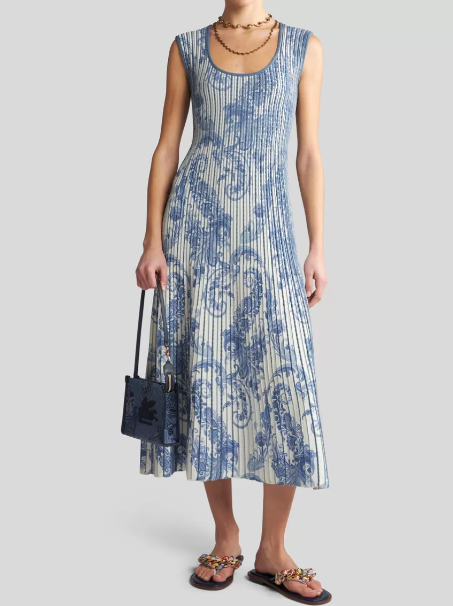 Maille | Robes^ETRO ROBE MIDI EN MAILLE IMPRIMÉE BLEU