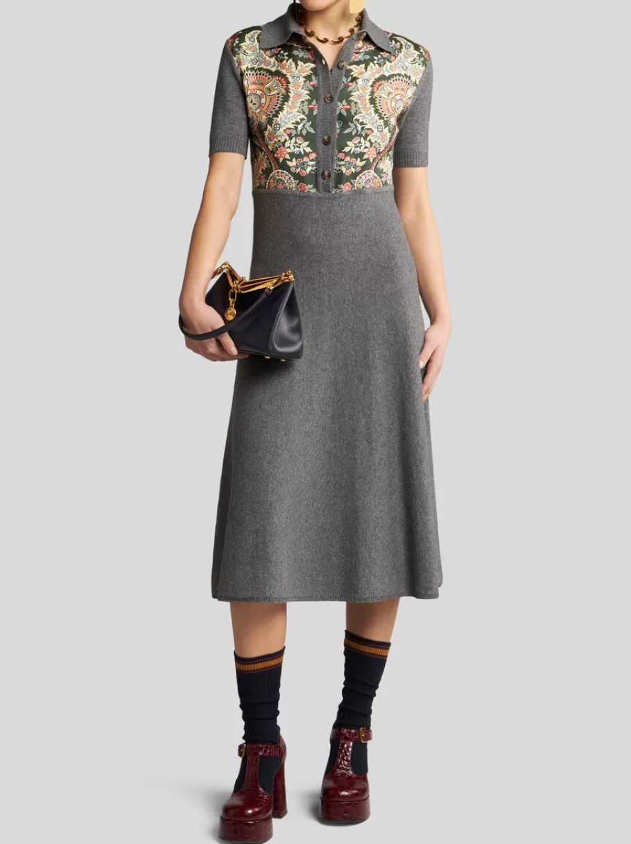 Maille | Robes^ETRO ROBE POLO EN MAILLE ET SOIE VERTFONCÉ