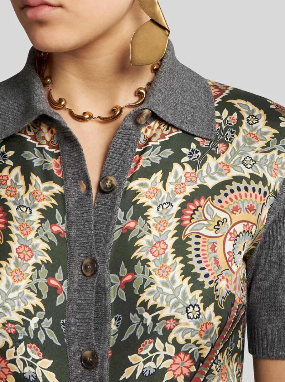 Maille | Robes^ETRO ROBE POLO EN MAILLE ET SOIE VERTFONCÉ