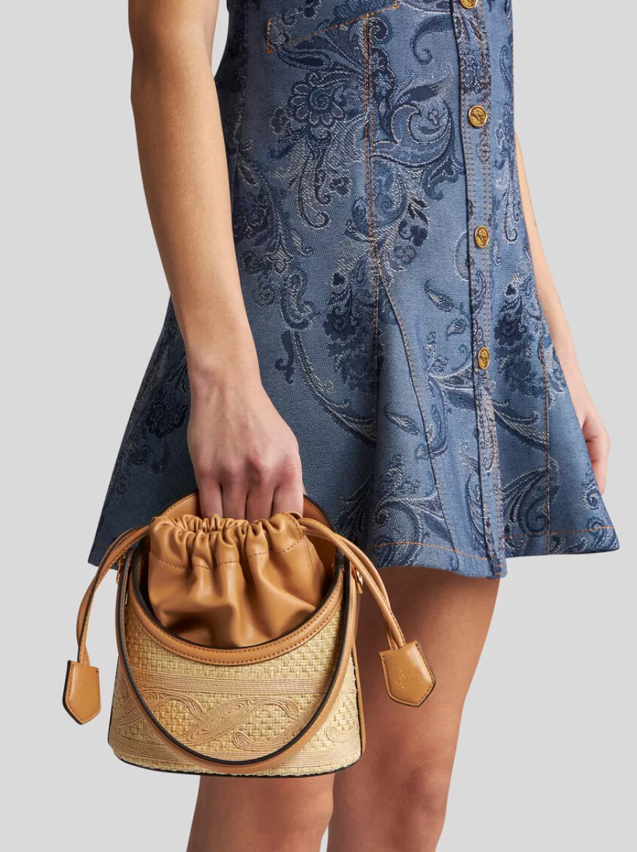 Etro Saturno | Etro Saturno^ETRO SAC SATURNO EN RAPHIA PETIT MODÈLE BEIGE
