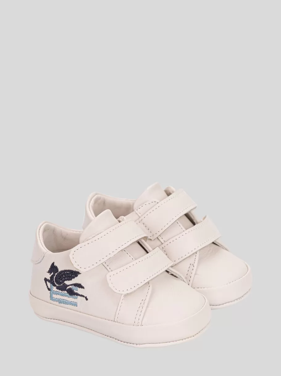 Layette Garçon 1-9 Mois | Layette Fille 1-9 Mois^ETRO SNEAKERS EN CUIR BÉBÉ BLANC