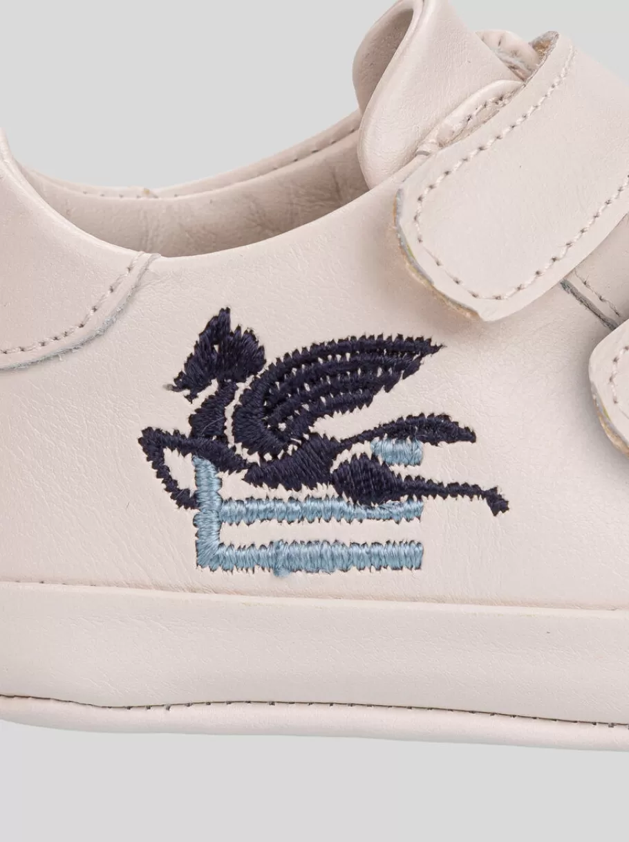 Layette Garçon 1-9 Mois | Layette Fille 1-9 Mois^ETRO SNEAKERS EN CUIR BÉBÉ BLANC