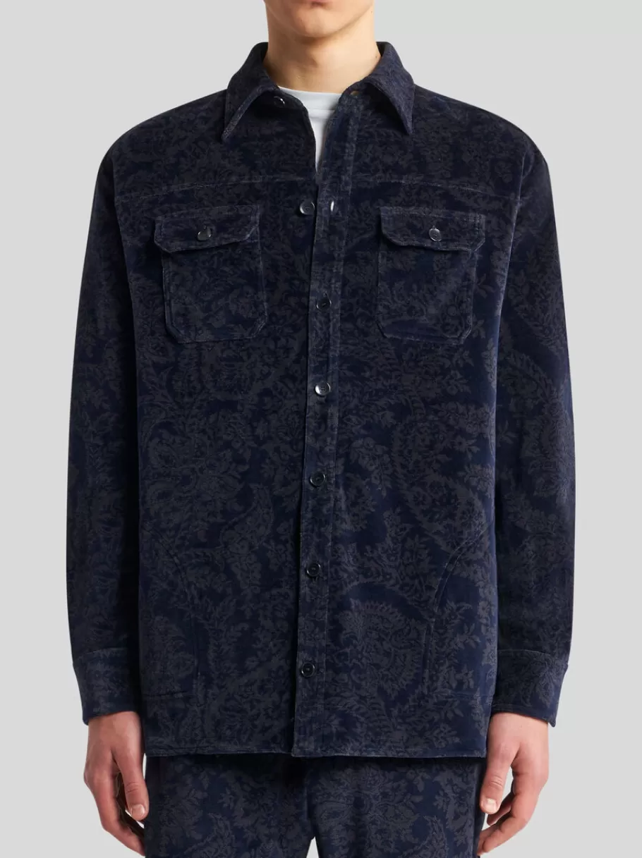 Chemises | Manteaux^ETRO SURCHEMISE EN CHENILLE JACQUARD BLEUMARINE