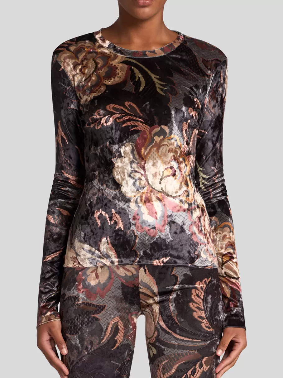 Tops^ETRO TOP EN CHENILLE IMPRIMÉE GRIS