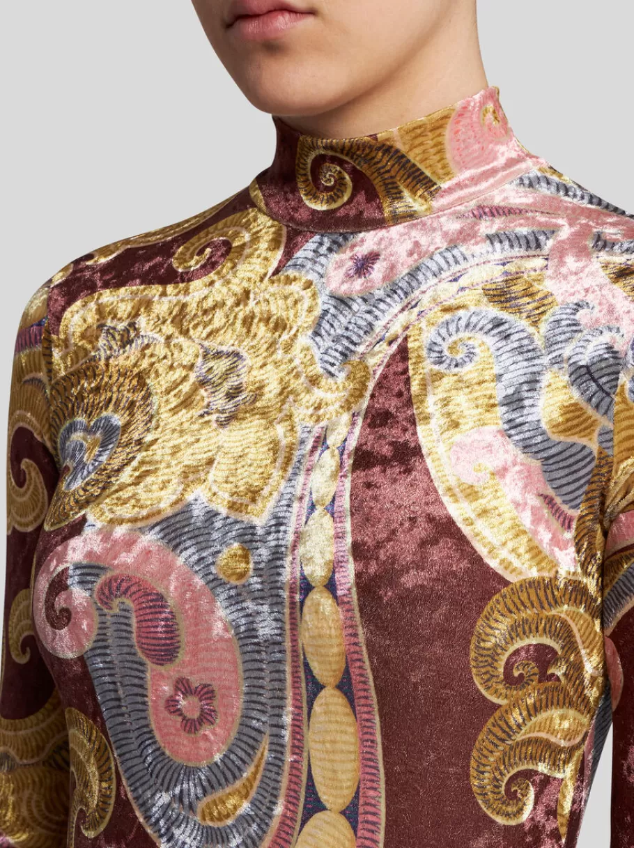Tops^ETRO TOP EN CHENILLE IMPRIMÉE BORDEAUX