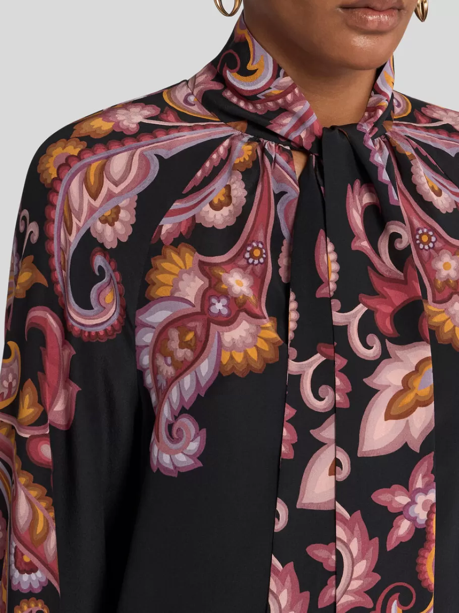 Tops^ETRO TOP EN CRÊPE DE CHINE IMPRIMÉ NOIR