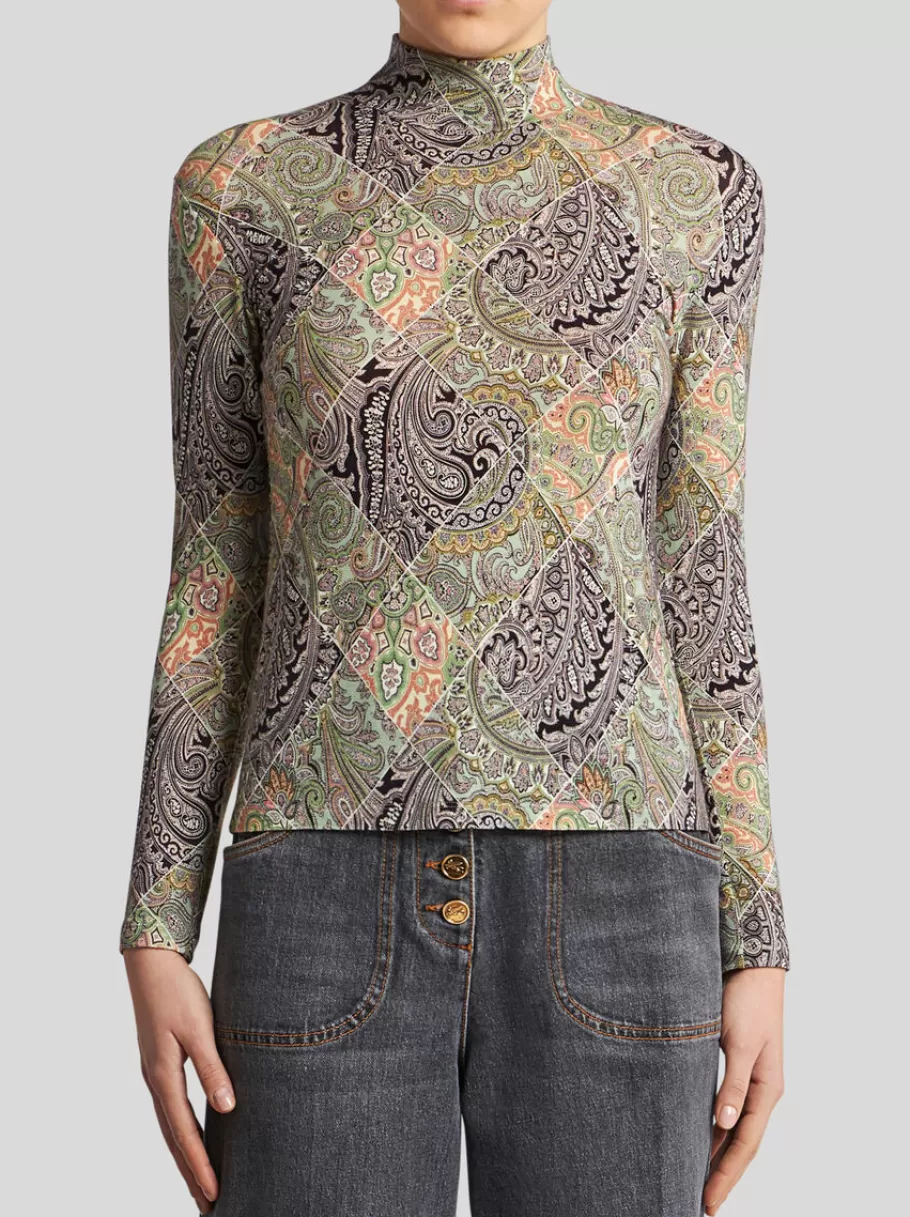 Tops^ETRO TOP EN JERSEY DE LAINE IMPRIMÉ BLANC