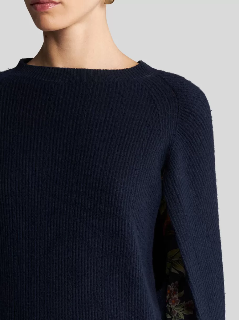 Maille | Tops^ETRO TOP FAÇON CAPE EN LAINE ET CACHEMIRE BLEUMARINE