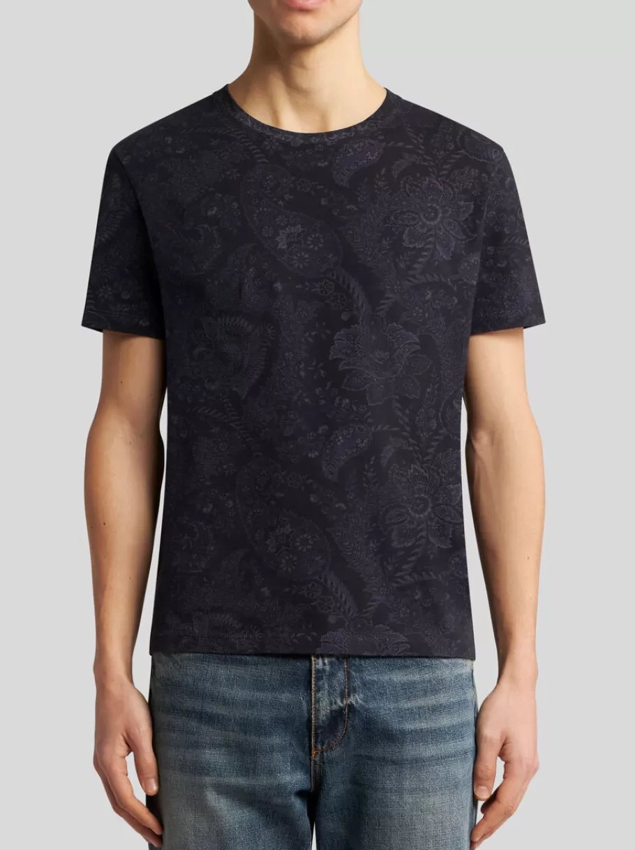 T-Shirt Et Sweat-Shirts^ETRO T-SHIRT À IMPRIMÉ PAISLEY FLEURI BLEUMARINE