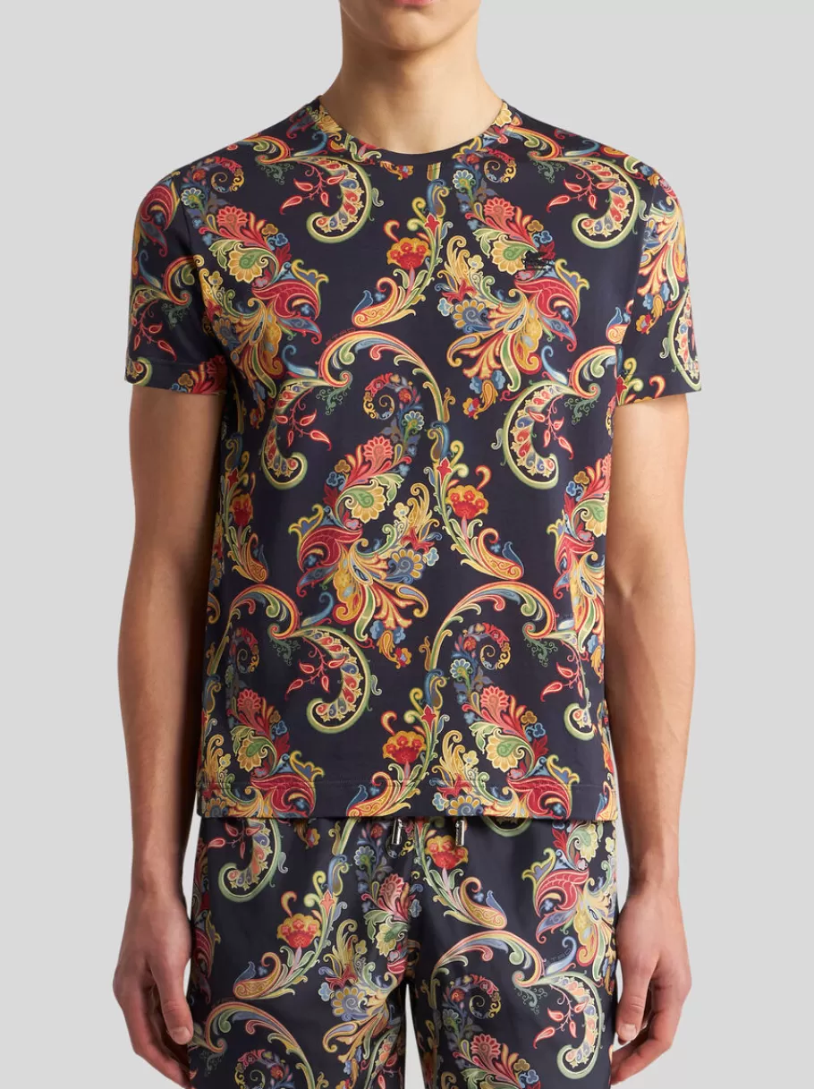 T-Shirt Et Sweat-Shirts^ETRO T-SHIRT À IMPRIMÉ PAISLEY FLEURI NOIR