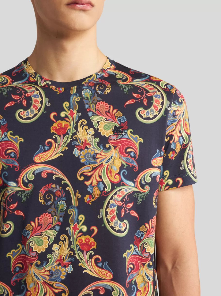 T-Shirt Et Sweat-Shirts^ETRO T-SHIRT À IMPRIMÉ PAISLEY FLEURI NOIR