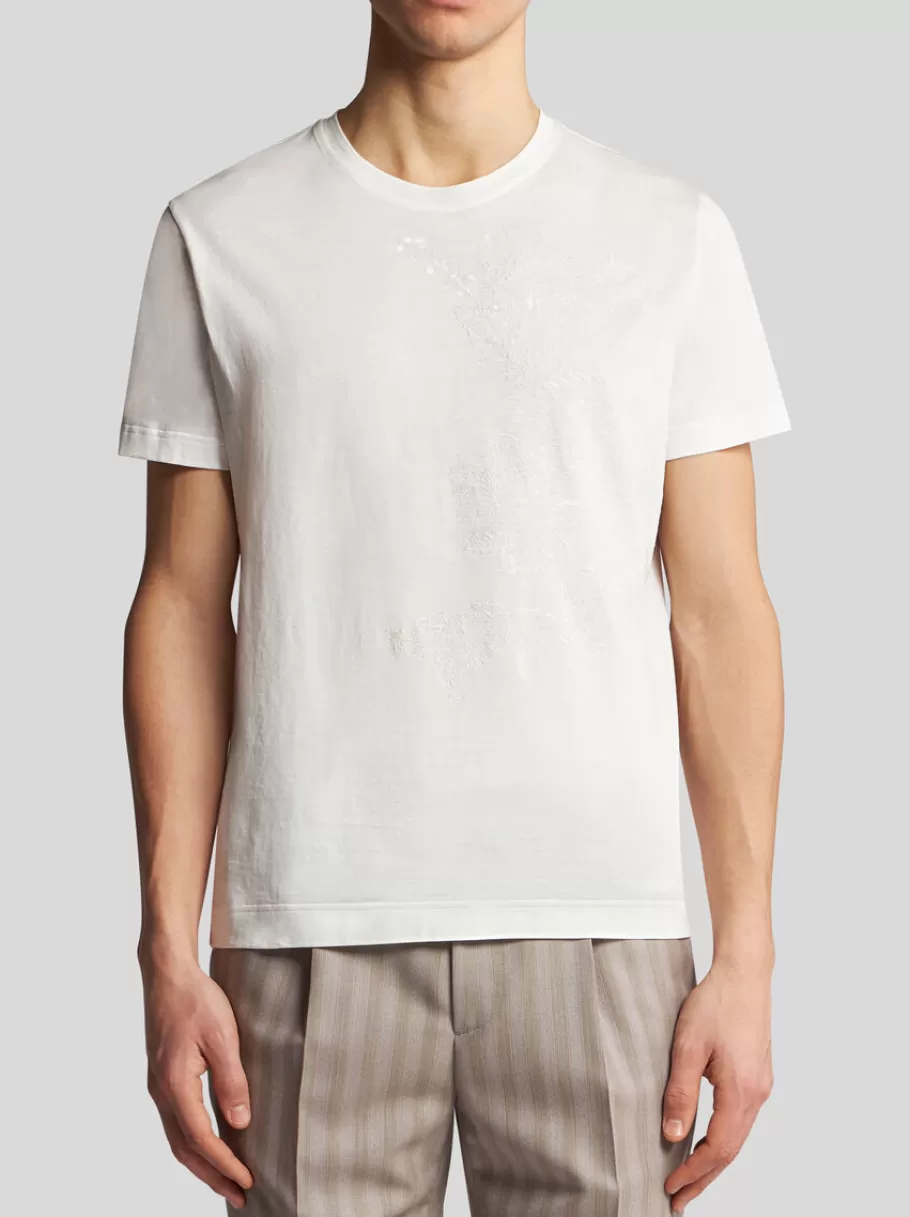 T-Shirt Et Sweat-Shirts^ETRO T-SHIRT AVEC BRODERIE BLANC
