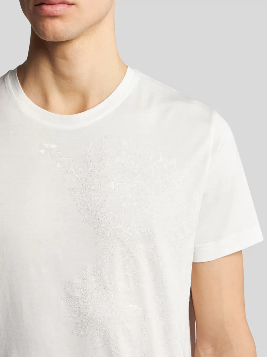 T-Shirt Et Sweat-Shirts^ETRO T-SHIRT AVEC BRODERIE BLANC