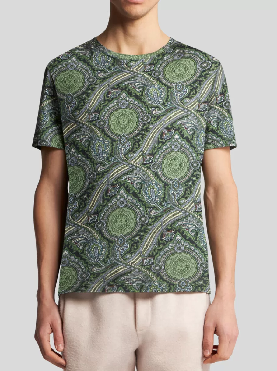 T-Shirt Et Sweat-Shirts^ETRO T-SHIRT EN COTON IMPRIMÉ VERT