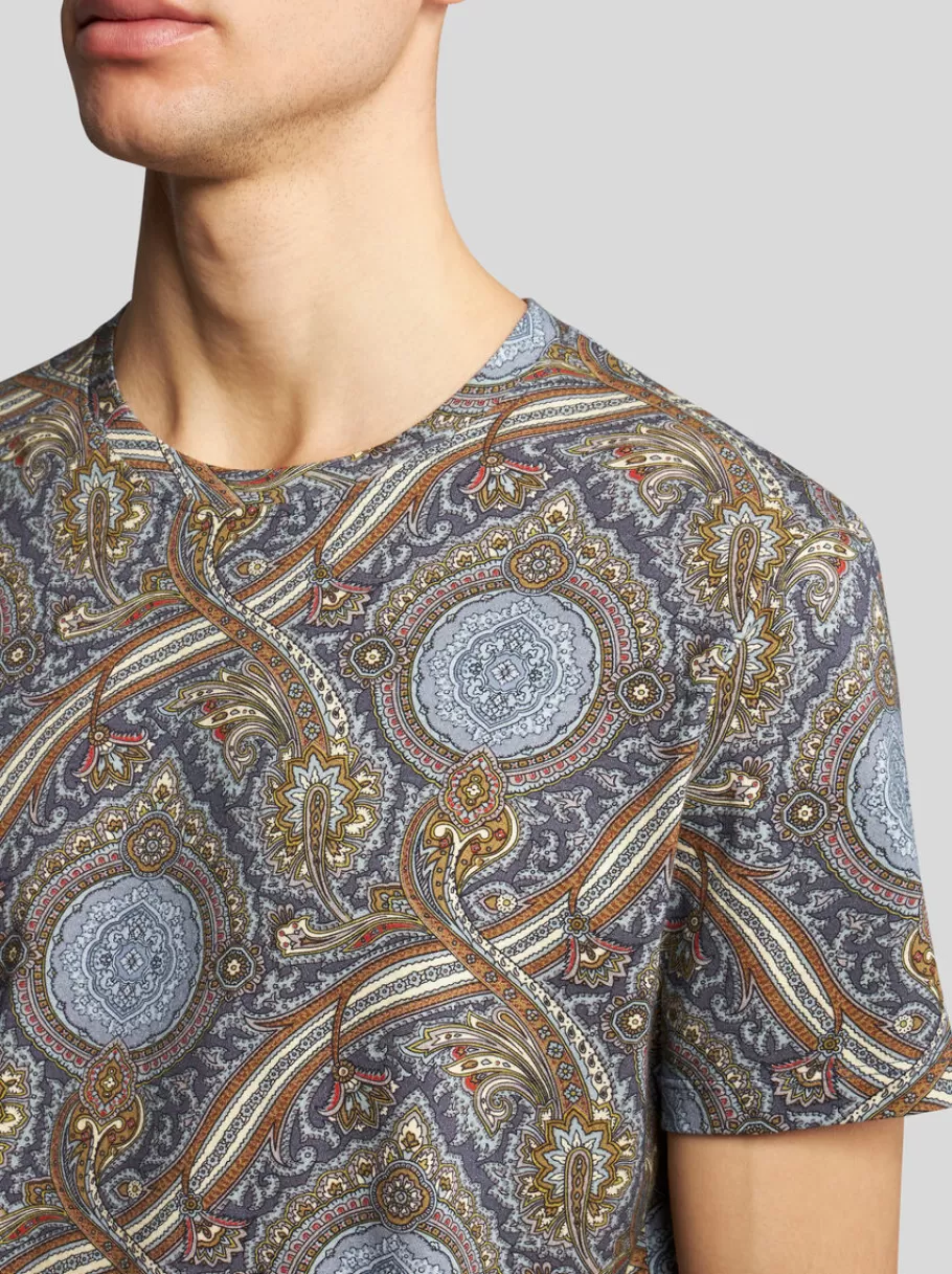 T-Shirt Et Sweat-Shirts^ETRO T-SHIRT EN COTON IMPRIMÉ VERT