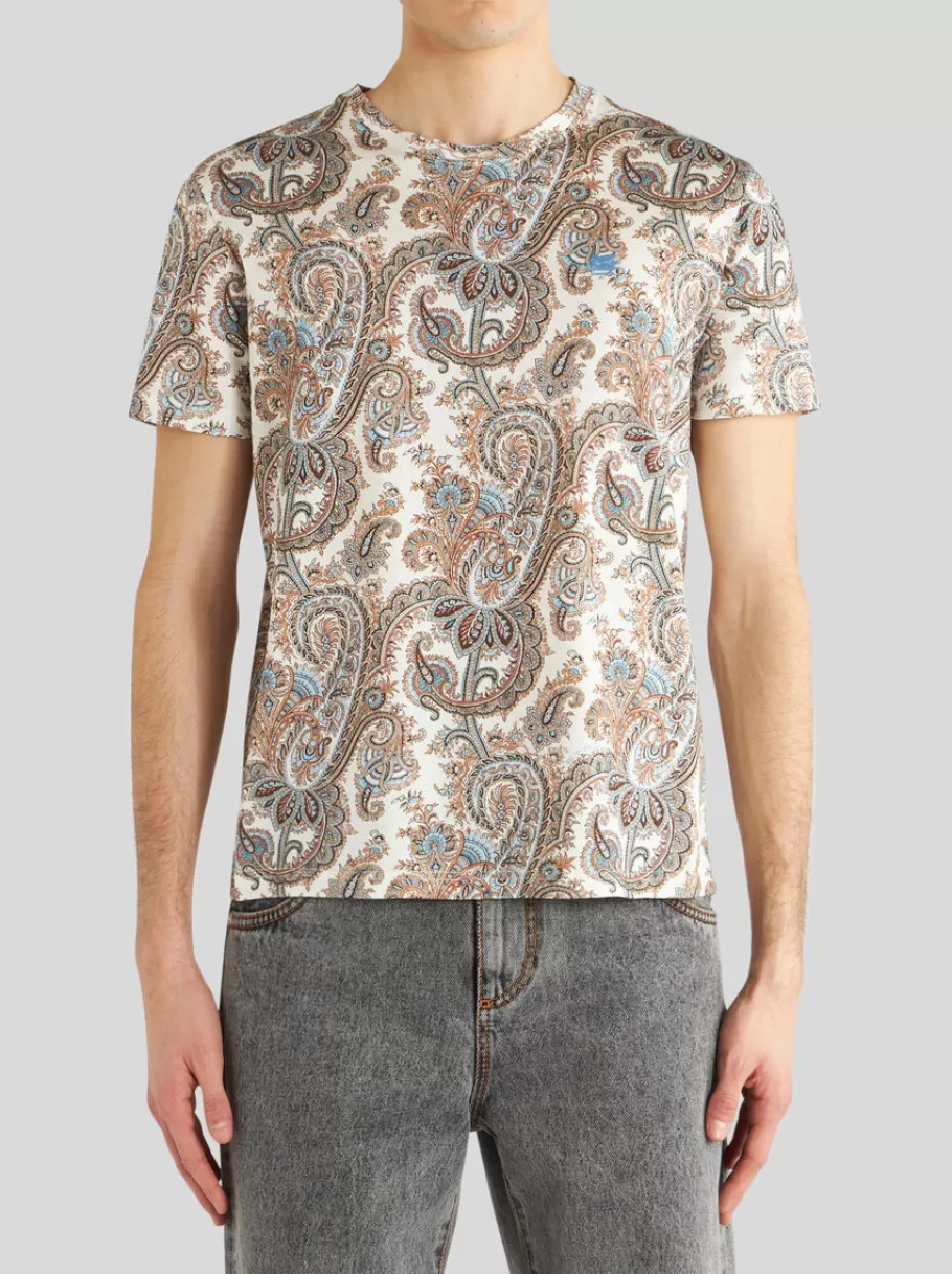 T-Shirt Et Sweat-Shirts^ETRO T-SHIRT EN COTON PAISLEY BLANC